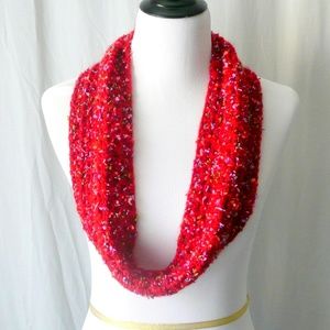 Soft Red Confetti Infinity Scarf